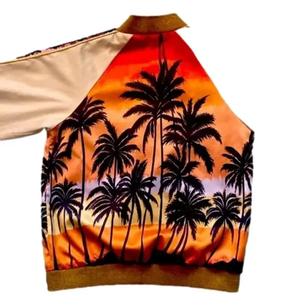 Saint LAURENT Runway Palm Tree Satin Bomber Jacket - Picture 4 of 13